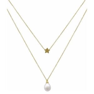 14K Gold Plated Star & Baroque Pearl Layered Necklace